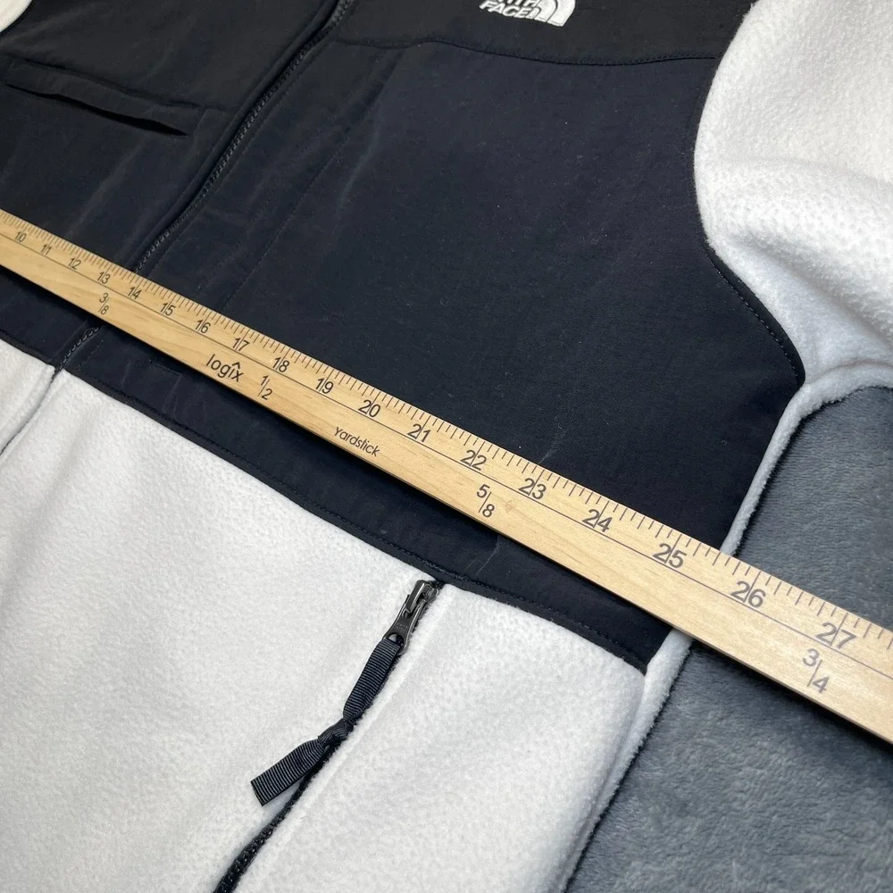 The North Face Denali Jacket Mens XL White Black Full Zip Gorpcore Hiking Fleece